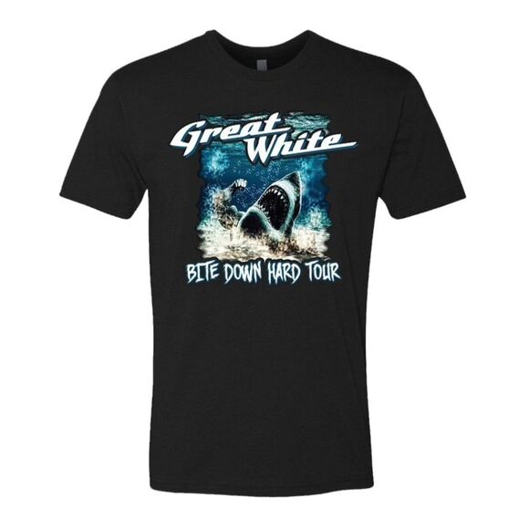 Great White 2024 Bite Down Hard Tour V.2 Official T-shirt NEW Men Women Size Med - Picture 2 of 4